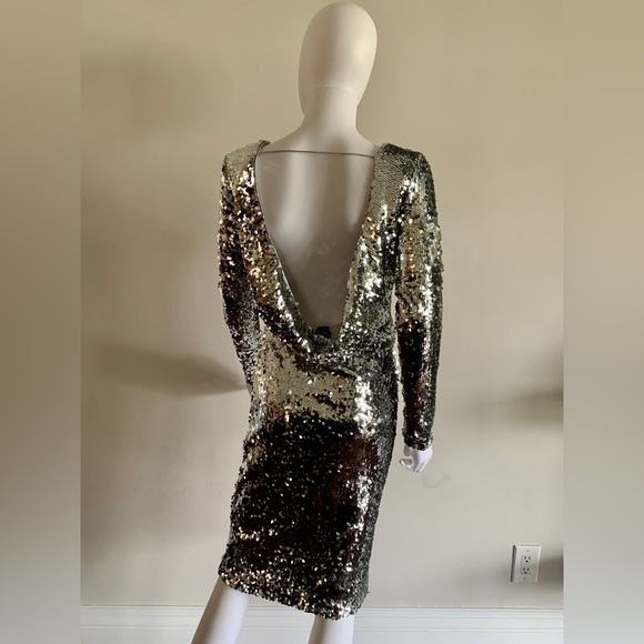 NWOT Marciano Platinum Sequin Dress - Picture 4 of 11